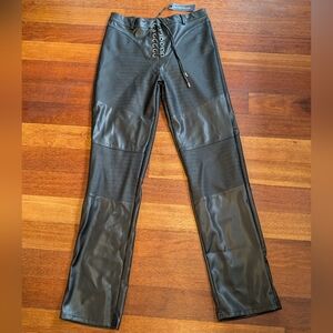 NWT Maniere De Voire Black Faux Leather Pants Black